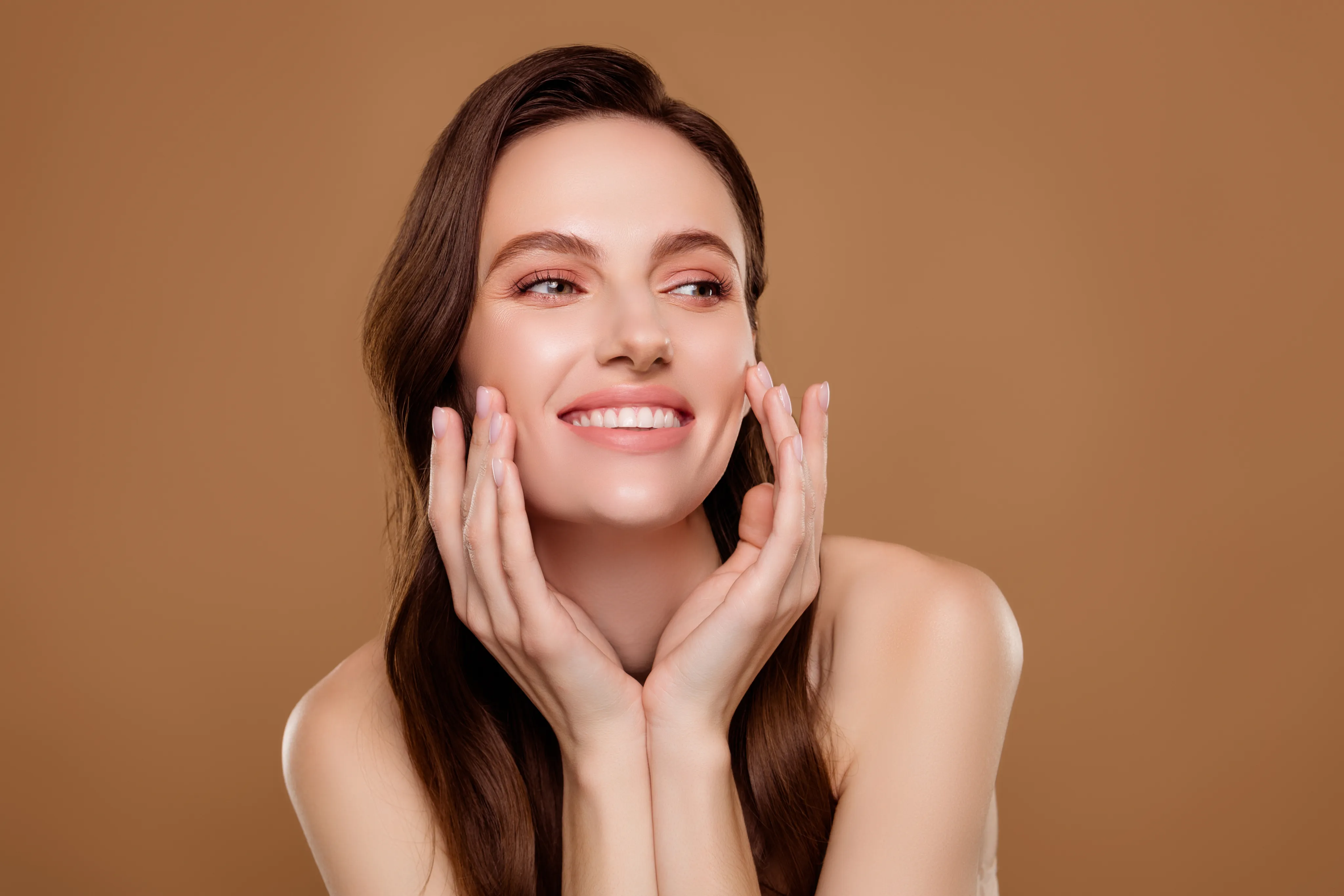 Woman smiling with beautiful teeth after cosmetic dentistry