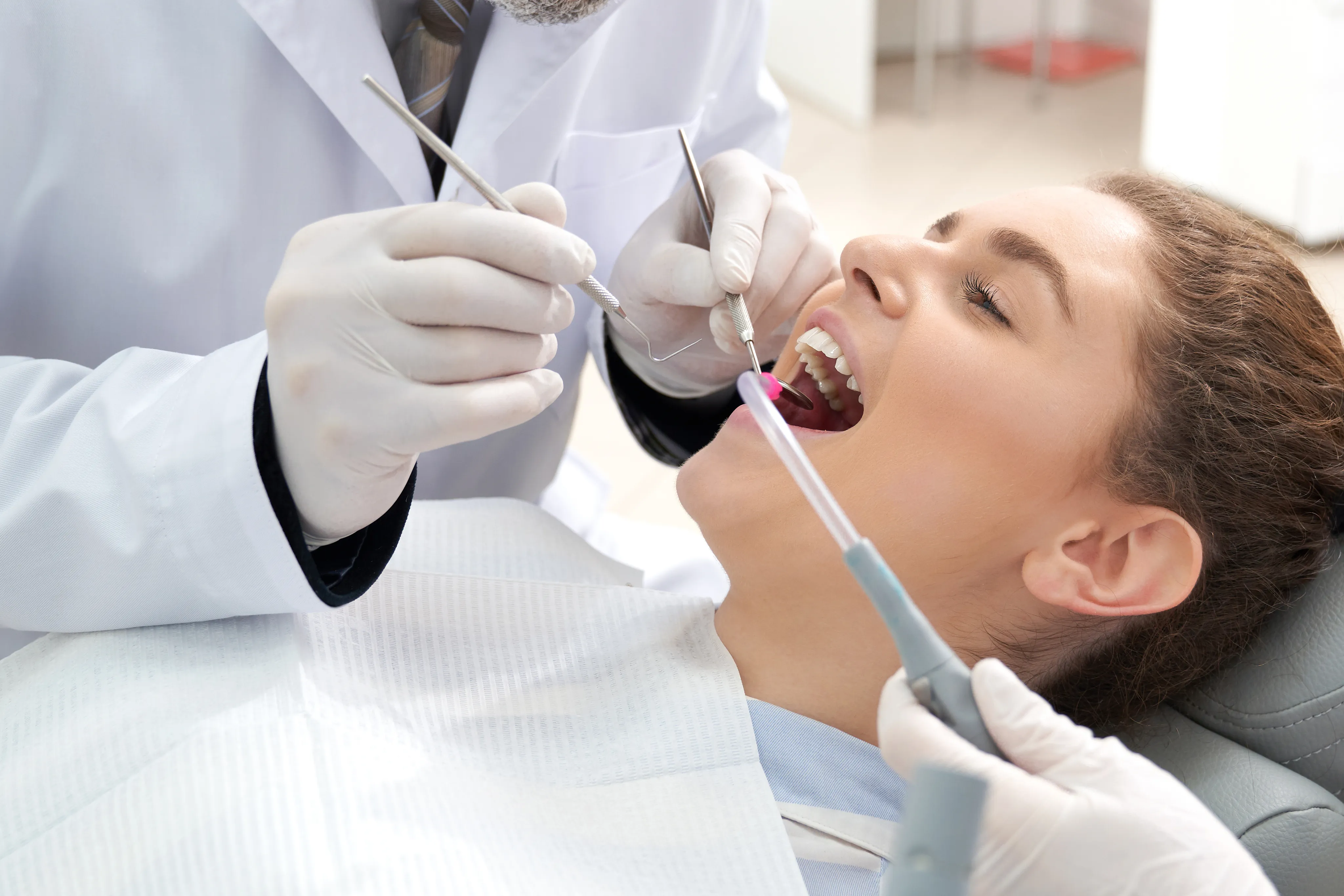Patient receiving a comprehensive dental exam